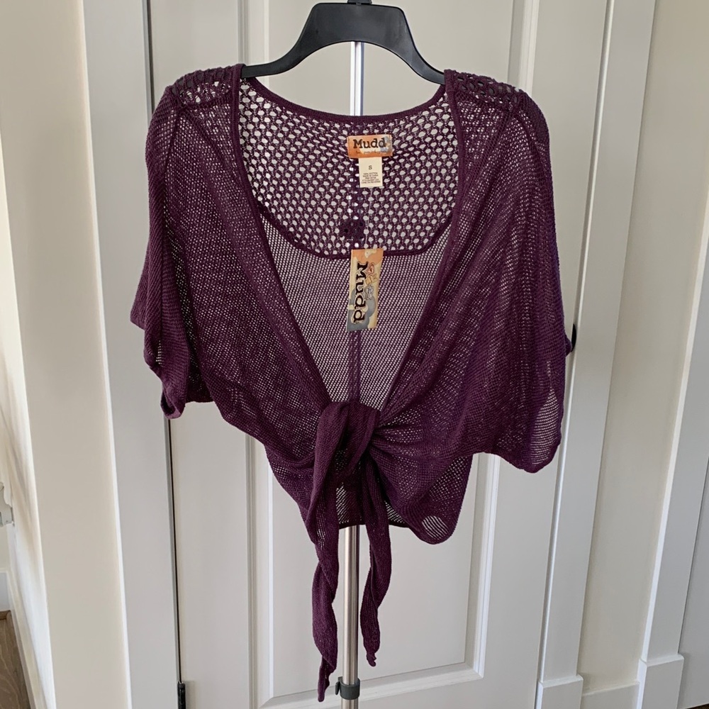 Mudd Deep Purple Tie-Front Knit Top